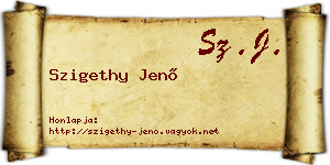 Szigethy Jenő névjegykártya