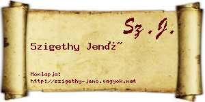 Szigethy Jenő névjegykártya